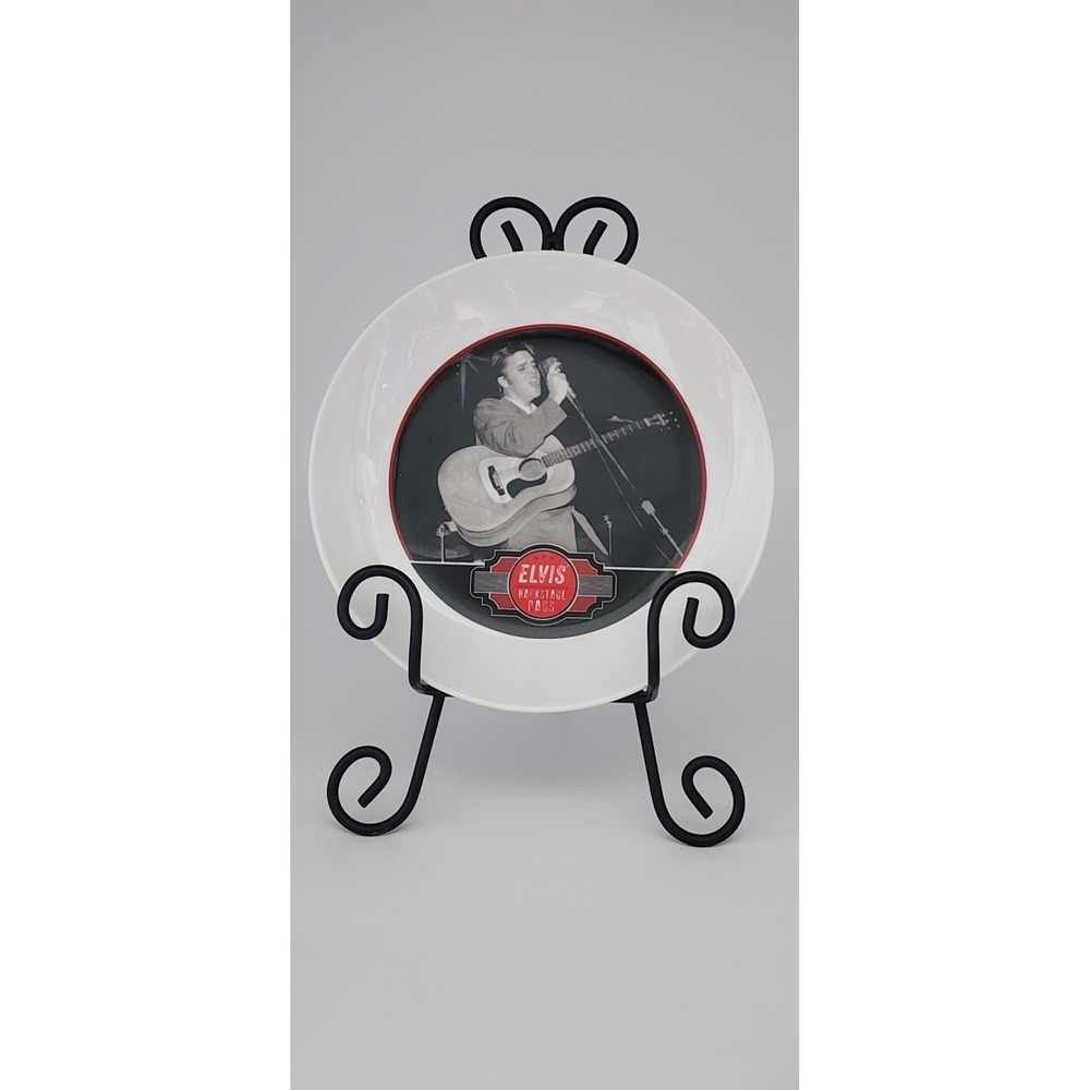 Elvis Presley Collector Plate 8in White Backstage Pass Ceramic 2017 Megatoys